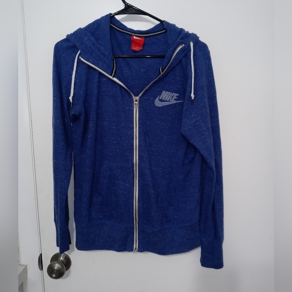 Nike Full Zip Blue Long Sleeve Hoodie Jacket with pockets Size Large
